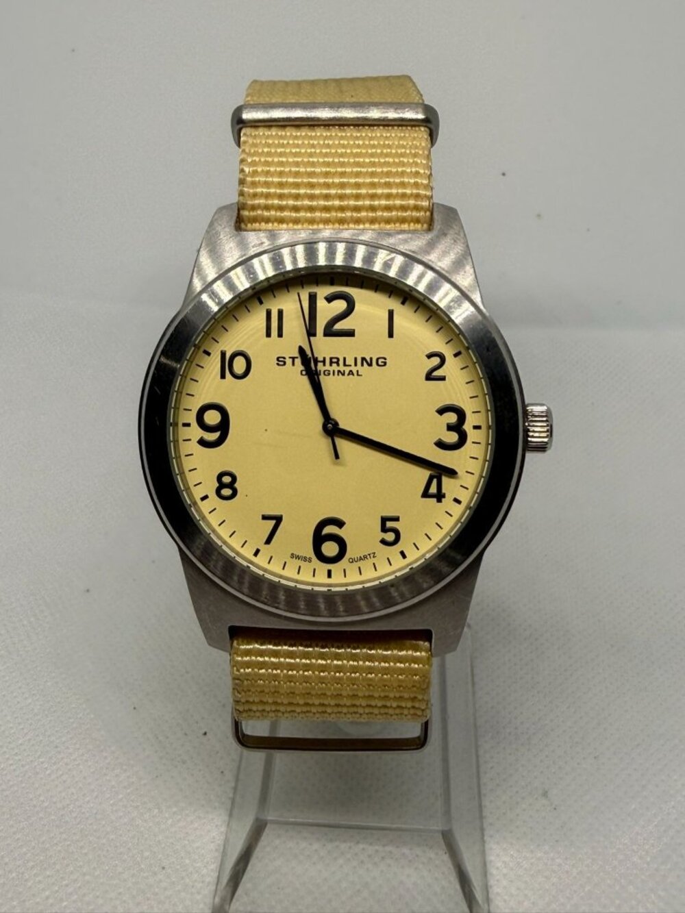 Stührling Original Contrail Aviator Watch Champagne Dial Tan Canvas Strap Quartz - Picture 1 of 10